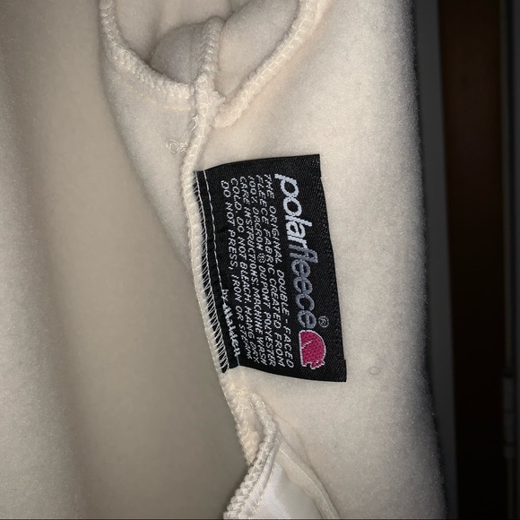 Women’s L VTG USA AQUA SHEEN Polar Fleece Light Cream Button Up Jacket EXC LN - Picture 13 of 14